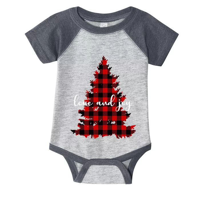 Love And Joy Checkered Christmas Tree Infant Baby Jersey Bodysuit