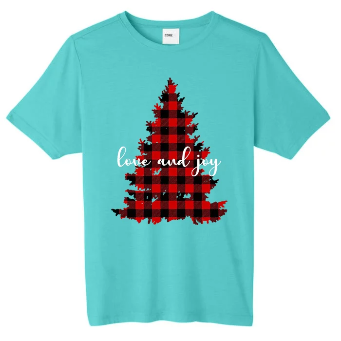 Love And Joy Checkered Christmas Tree ChromaSoft Performance T-Shirt