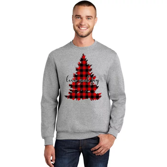 Love And Joy Checkered Christmas Tree Sweatshirt