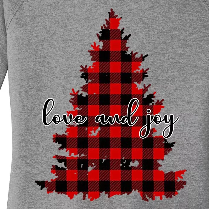 Love And Joy Checkered Christmas Tree Women's Perfect Tri Tunic Long Sleeve Shirt