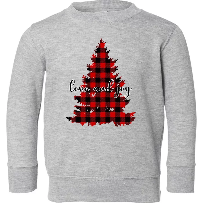 Love And Joy Checkered Christmas Tree Toddler Sweatshirt