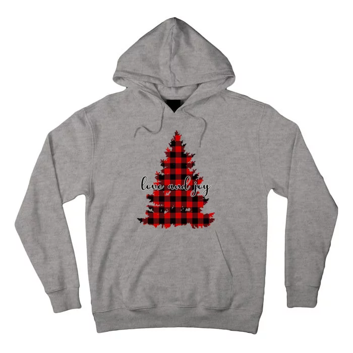 Love And Joy Checkered Christmas Tree Tall Hoodie