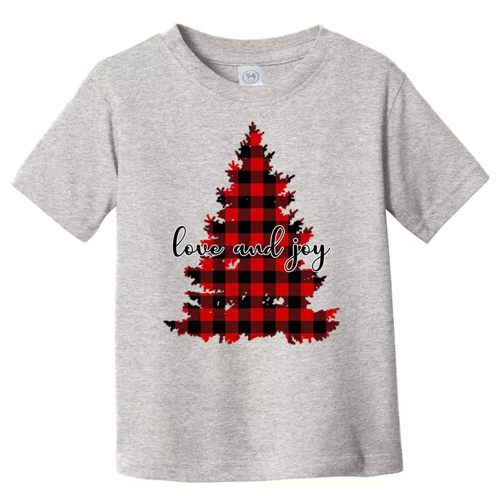 Love And Joy Checkered Christmas Tree Toddler T-Shirt