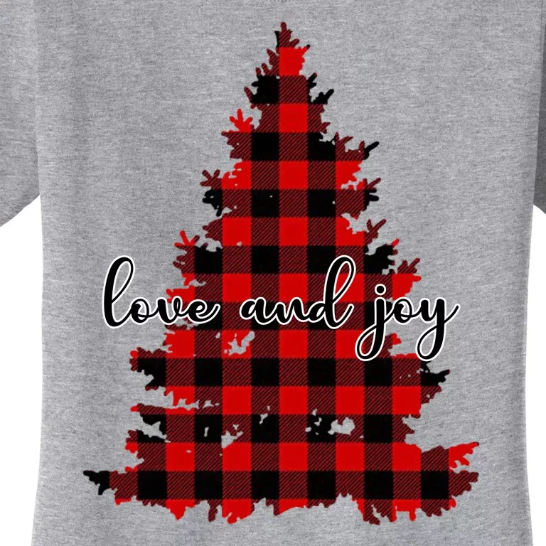 Love And Joy Checkered Christmas Tree Women's T-Shirt