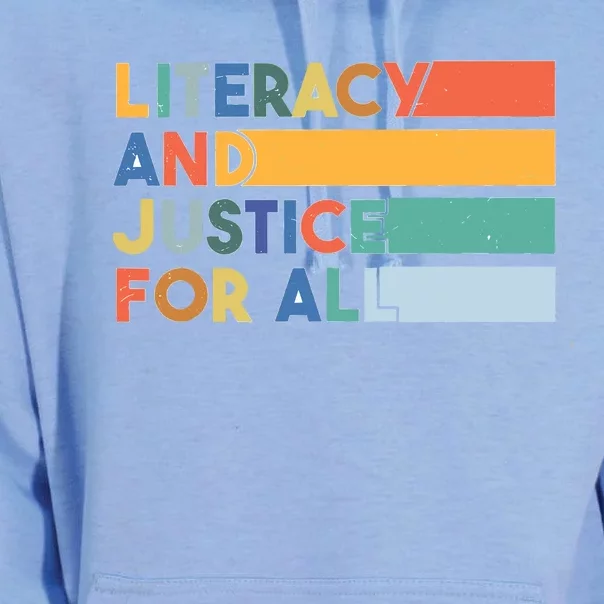 Literacy And Justice For All Reading Literacy Education Unisex Surf Hoodie