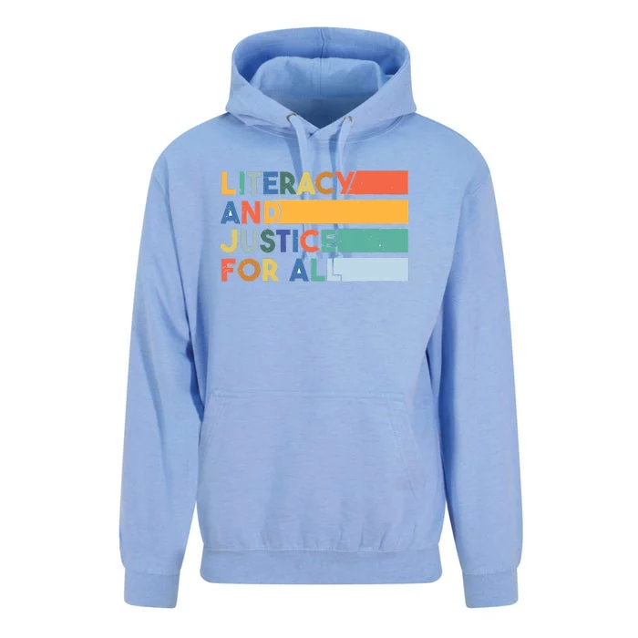 Literacy And Justice For All Reading Literacy Education Unisex Surf Hoodie