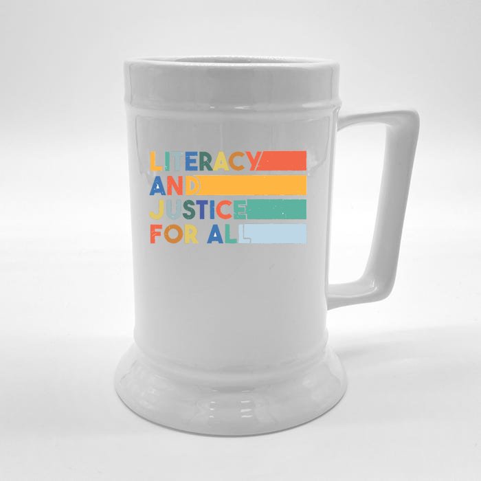 Literacy And Justice For All Reading Literacy Education Front & Back Beer Stein