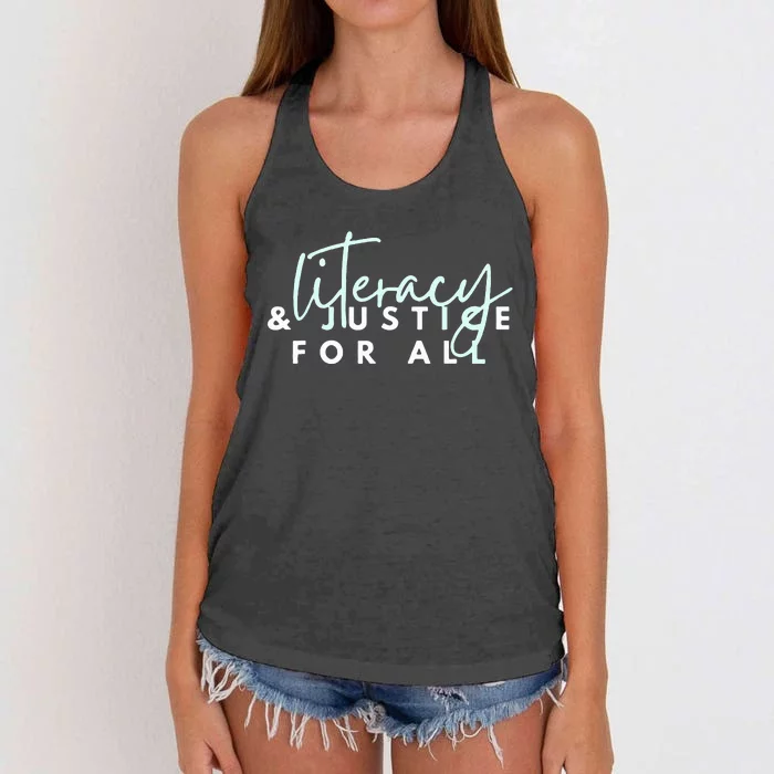 Literacy And Justice For All Women's Knotted Racerback Tank