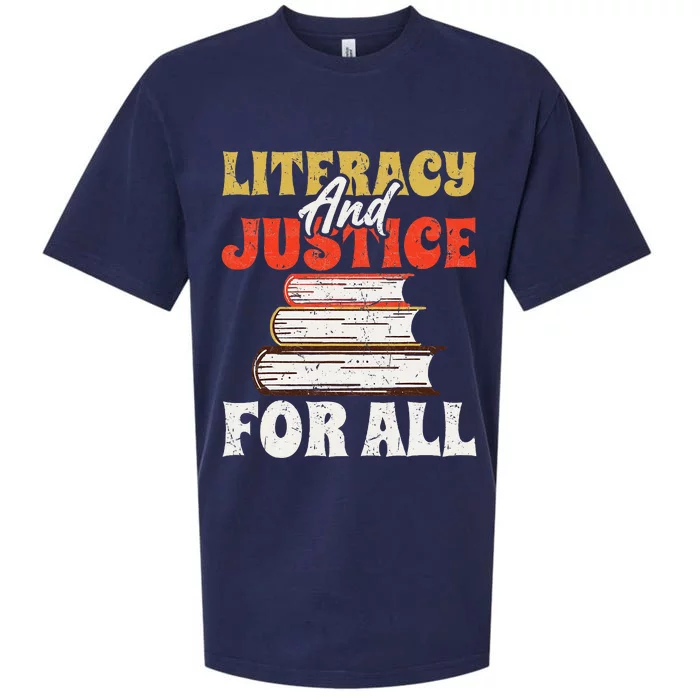 Literacy and Justice for All Teachers Education Librarian Sueded Cloud Jersey T-Shirt