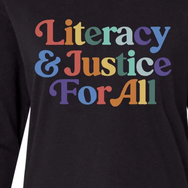 Literacy And Justice For All Protect Librarian Womens Cotton Relaxed Long Sleeve T-Shirt