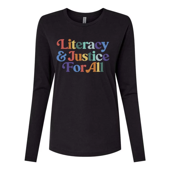 Literacy And Justice For All Protect Librarian Womens Cotton Relaxed Long Sleeve T-Shirt