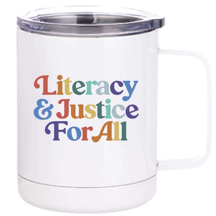 Literacy And Justice For All Protect Librarian Front & Back 12oz Stainless Steel Tumbler Cup