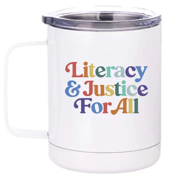 Literacy And Justice For All Protect Librarian Front & Back 12oz Stainless Steel Tumbler Cup