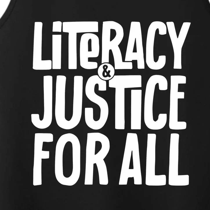 Literacy And Justice For All Teacher Gift Performance Tank