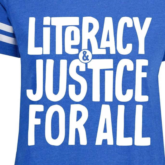 Literacy And Justice For All Teacher Gift Enza Ladies Jersey Football T-Shirt