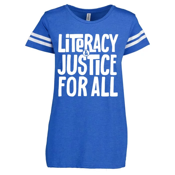 Literacy And Justice For All Teacher Gift Enza Ladies Jersey Football T-Shirt