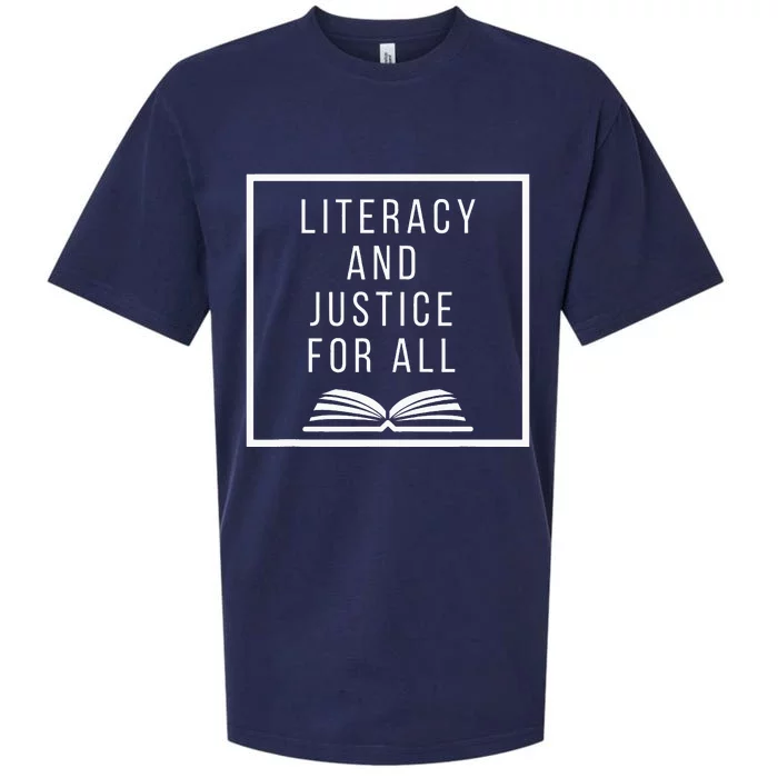 Literacy and Justice for All Teacher Reading Sueded Cloud Jersey T-Shirt