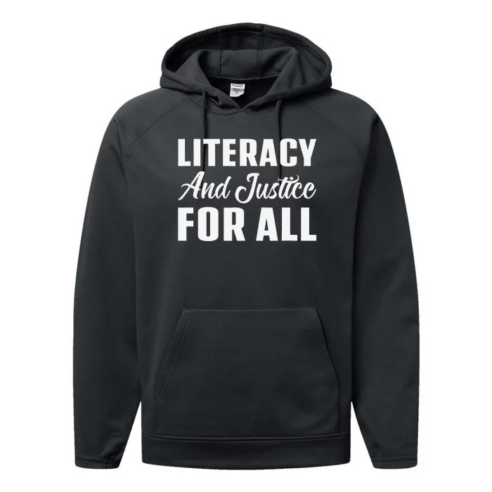 Literacy And Justice For All Retro Book Club Librarian Performance Fleece Hoodie