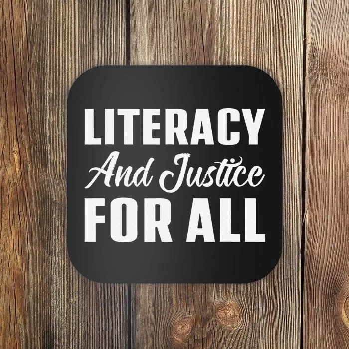 Literacy And Justice For All Retro Book Club Librarian Coaster