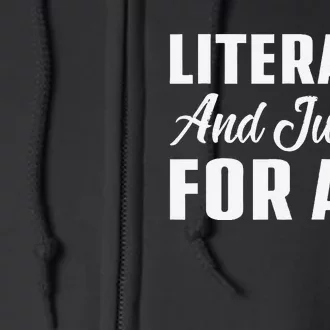 Literacy And Justice For All Retro Book Club Librarian Full Zip Hoodie