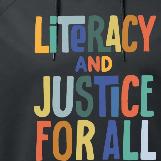 Literacy And Justice For All Reading Book Club Book Lover Reading Performance Fleece Hoodie