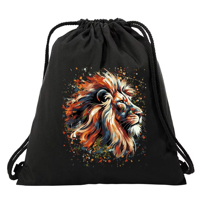 Lion Animal King Nature Graphic Drawstring Bag