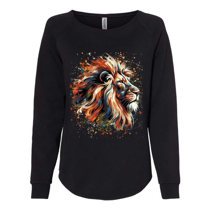 Lion Animal King Nature Graphic Womens California Wash Sweatshirt