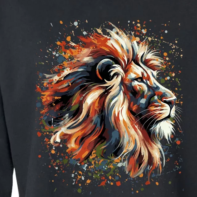 Lion Animal King Nature Graphic Cropped Pullover Crew