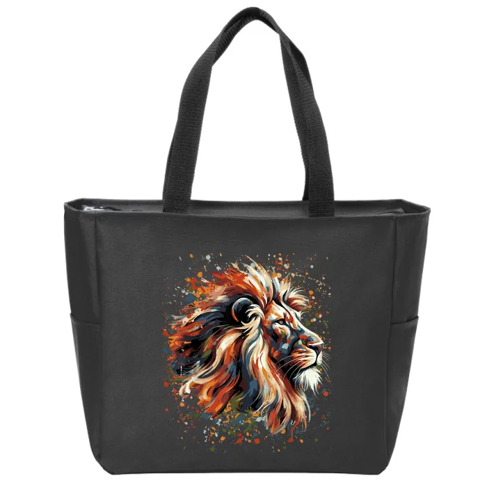 Lion Animal King Nature Graphic Zip Tote Bag