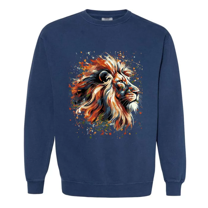 Lion Animal King Nature Graphic Garment-Dyed Sweatshirt