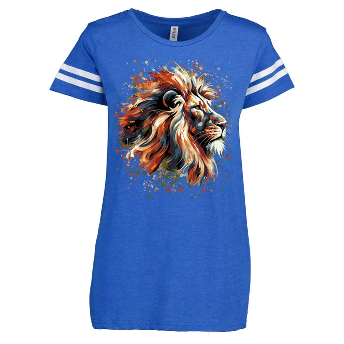 Lion Animal King Nature Graphic Women Trendy Enza Ladies Jersey Football T-Shirt