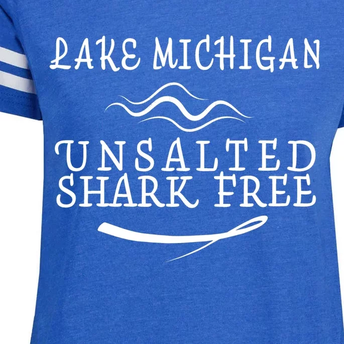 Lake Michigan Unsalted Shark Free Enza Ladies Jersey Football T-Shirt