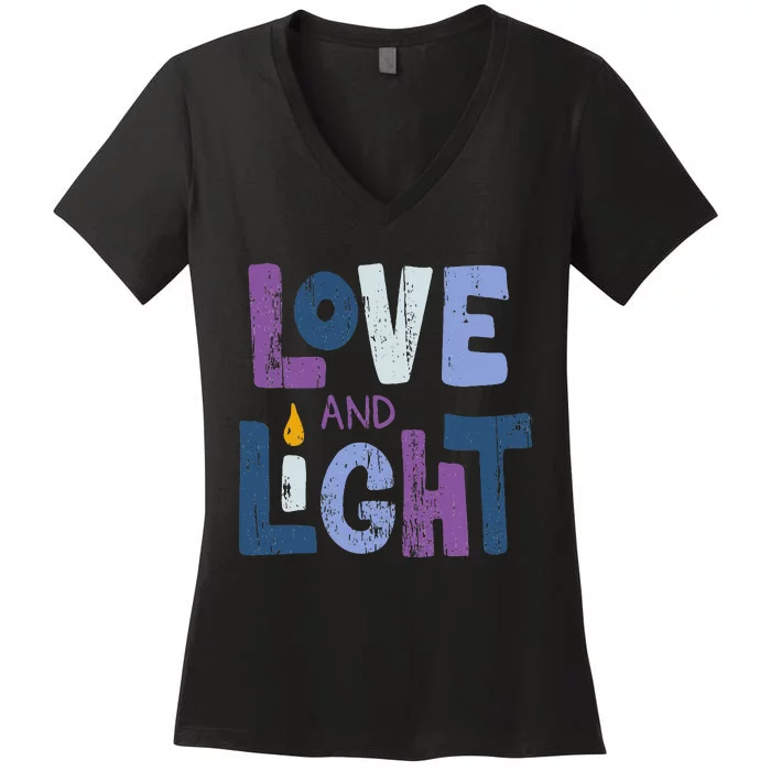 Love And Light  Hanukkah Women's V-Neck T-Shirt