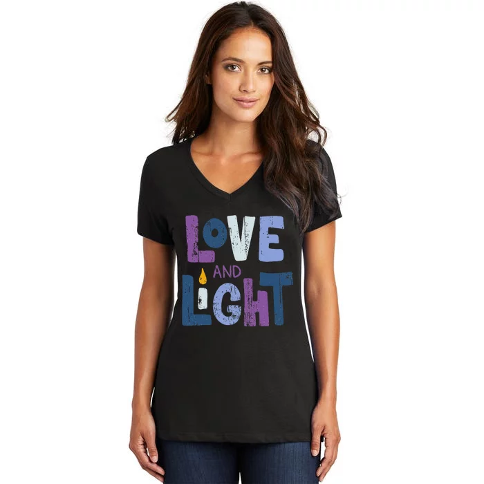 Love And Light  Hanukkah Women's V-Neck T-Shirt