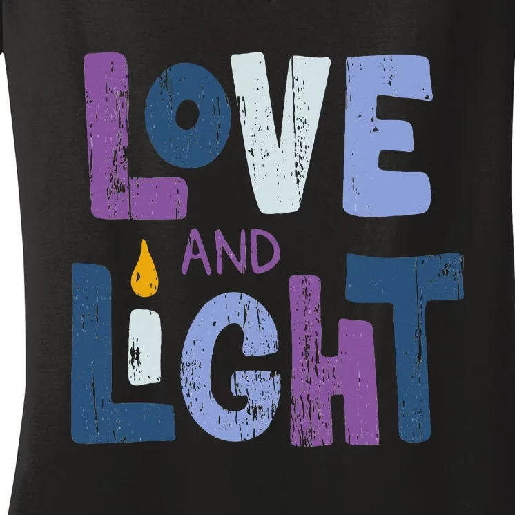 Love And Light  Hanukkah Women's V-Neck T-Shirt