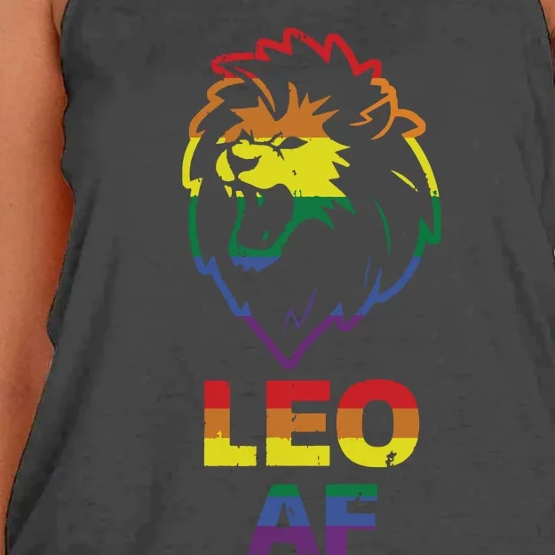 Leo AF Lion LGBT For August And July Birthday Gift Women's Knotted Racerback Tank