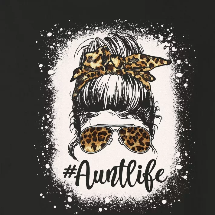 Leopard Aunt Life Messy Bun Bleached Auties Mothers Day Toddler Long Sleeve Shirt