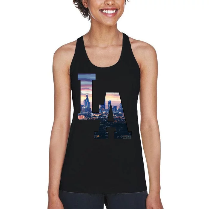 Los Angeles LA Skyline Vintage California LA Women's Racerback Tank