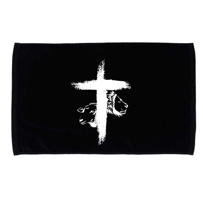 Lion And Lamb Cross Microfiber Hand Towel