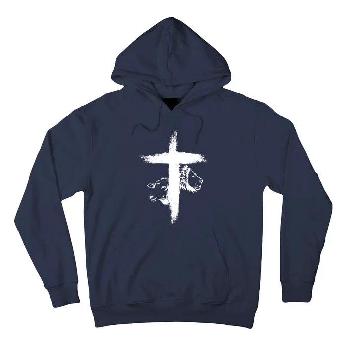 Lion And Lamb Cross Hoodie