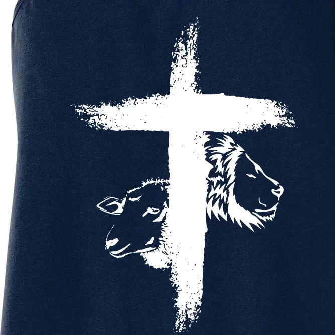 Lion And Lamb Cross Women's Racerback Tank