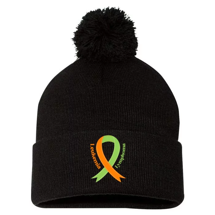 Leukemia And Lymphoma Awareness Pom Pom 12in Knit Beanie