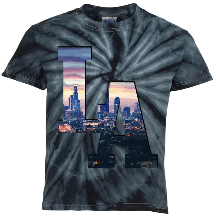 Los Angeles LA Skyline Vintage California LA Kids Tie-Dye T-Shirt