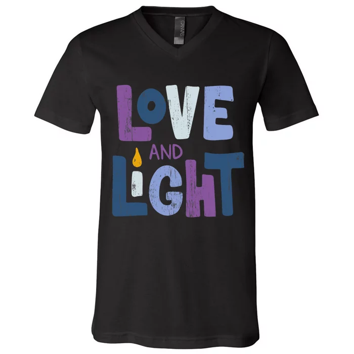 Love And Light Hanukkah Chanukah Jewish Trending Gift V-Neck T-Shirt