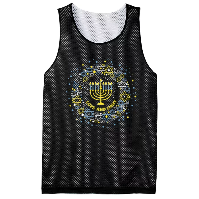 Love And Light Hanukkah Jew Menorah Jewish Chanukah Mesh Reversible Basketball Jersey Tank