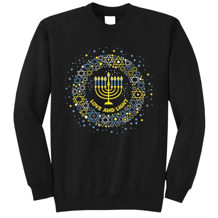 Love And Light Hanukkah Jew Menorah Jewish Chanukah Tall Sweatshirt