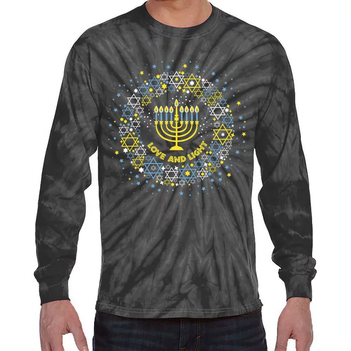 Love And Light Hanukkah Jew Menorah Jewish Chanukah Tie-Dye Long Sleeve Shirt