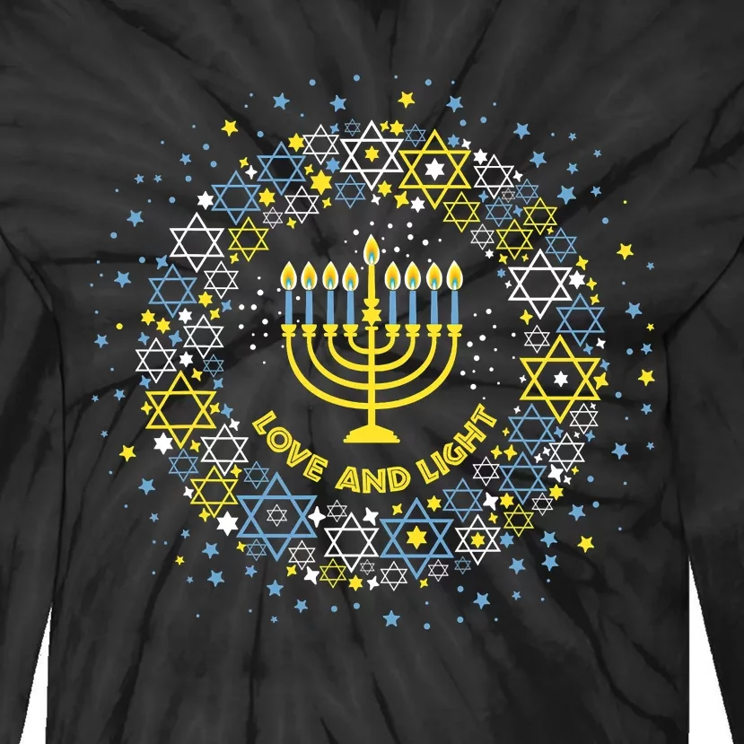 Love And Light Hanukkah Jew Menorah Jewish Chanukah Tie-Dye Long Sleeve Shirt