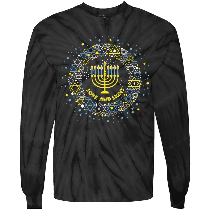 Love And Light Hanukkah Jew Menorah Jewish Chanukah Tie-Dye Long Sleeve Shirt