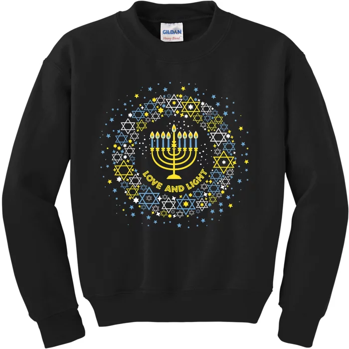 Love And Light Hanukkah Jew Menorah Jewish Chanukah Kids Sweatshirt